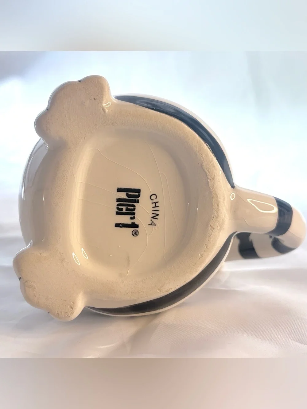 2pc Set Vintage Pier 1 Black White Cat Teapot & Creamer Mouse Fat Chubby Chester